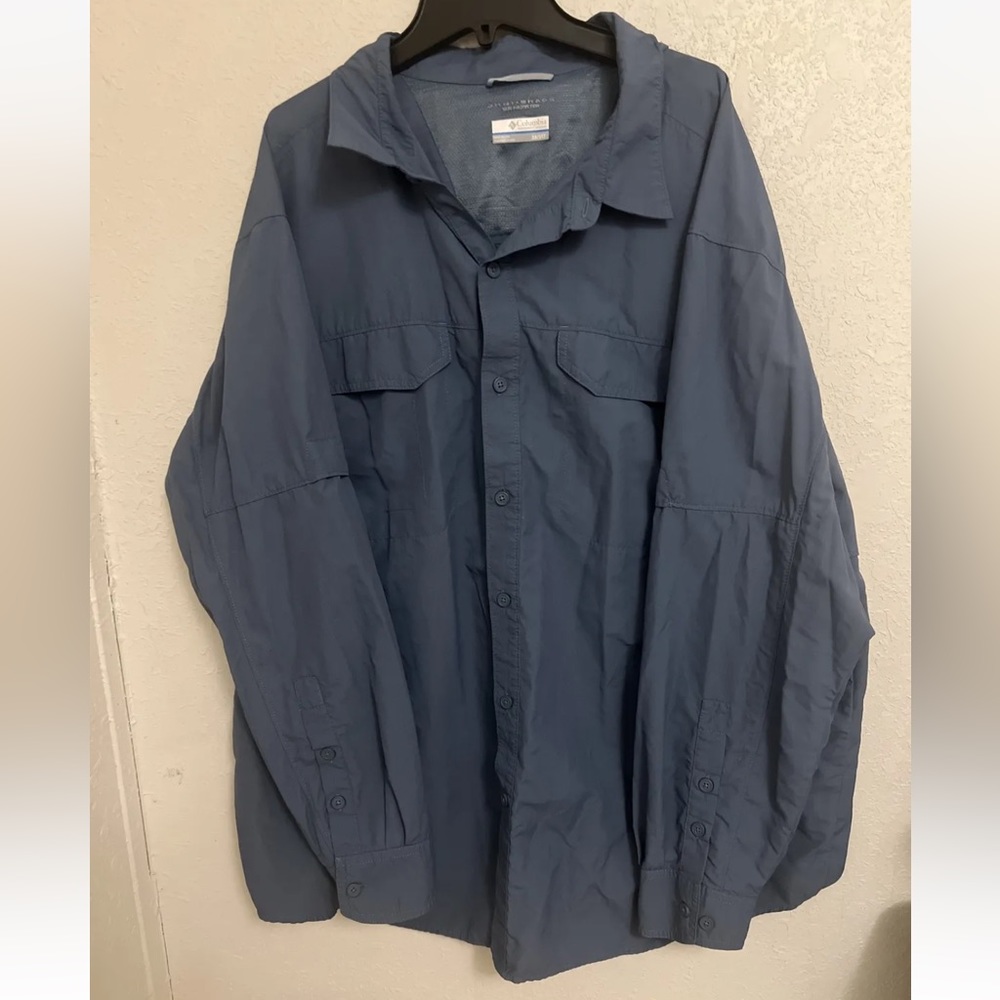 Columbia Sportswear Omni-Shade Womens Sz 3X Shirt Button Long Sleeve Teal